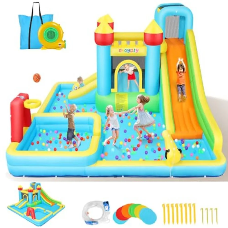 Inflatable Bounce House with Blower for 3-12 Years Old Outdoor and Indoor Bouncy Castle featuring Two Slides Climbing W
Inflatable Bounce House with Blower for 3-12 Years Old Outdoor and Indoor Bouncy Castle featuring Two Slides Climbing W