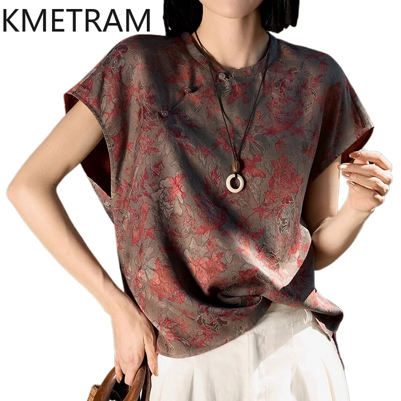 KMETRAM 23MM 100% Mulberry Silk Women T Shirts Real Xiangyun Sha Jacquard T Shirt New in Summer Tops 2026 Woman Clothes футболка
KMETRAM 23MM 100% Mulberry Silk Women T Shirts Real Xiangyun Sha Jacquard T Shirt New in Summer Tops 2026 Woman Clothes футболка