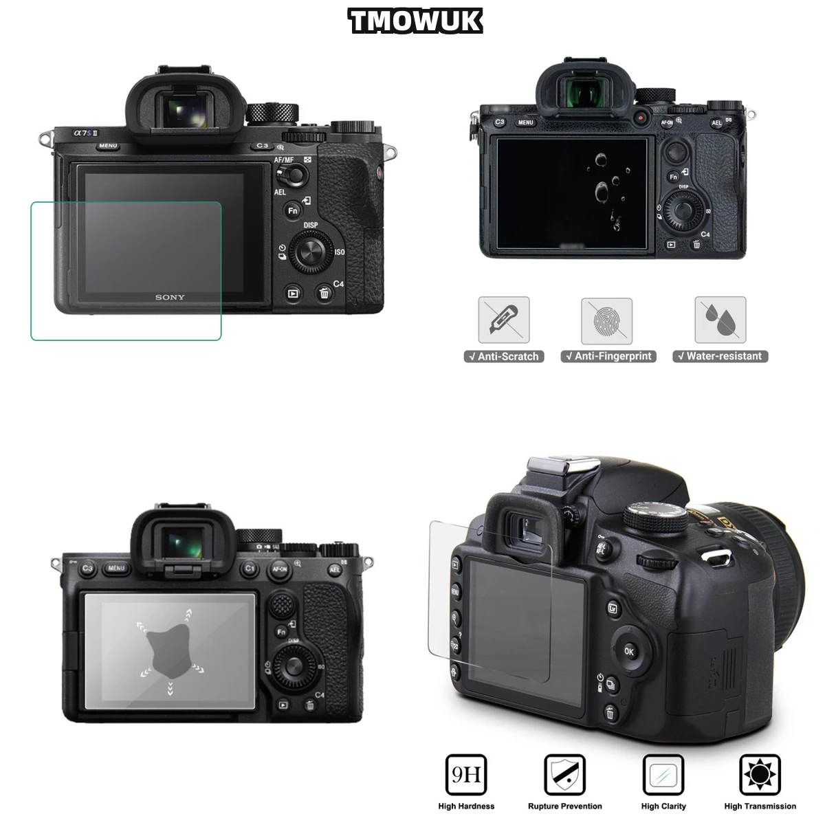 For A9 A9II A7RII A7RIII A7R4 A7R4A A7SMII, Rugged 9H Tempered Glass, Anti-Scratch HD Clear Protection
For A9 A9II A7RII A7RIII A7R4 A7R4A A7SMII, Rugged 9H Tempered Glass, Anti-Scratch HD Clear Protection