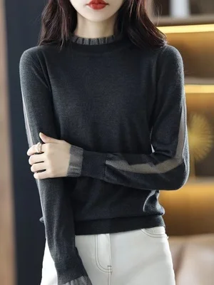 Qingdao Style Women's Knitted Woolen Sweater Lace Patchwork Inner Shirt Autumn Winter New Arrival Soft Combed Coat Type
Qingdao Style Women's Knitted Woolen Sweater Lace Patchwork Inner Shirt Autumn Winter New Arrival Soft Combed Coat Type