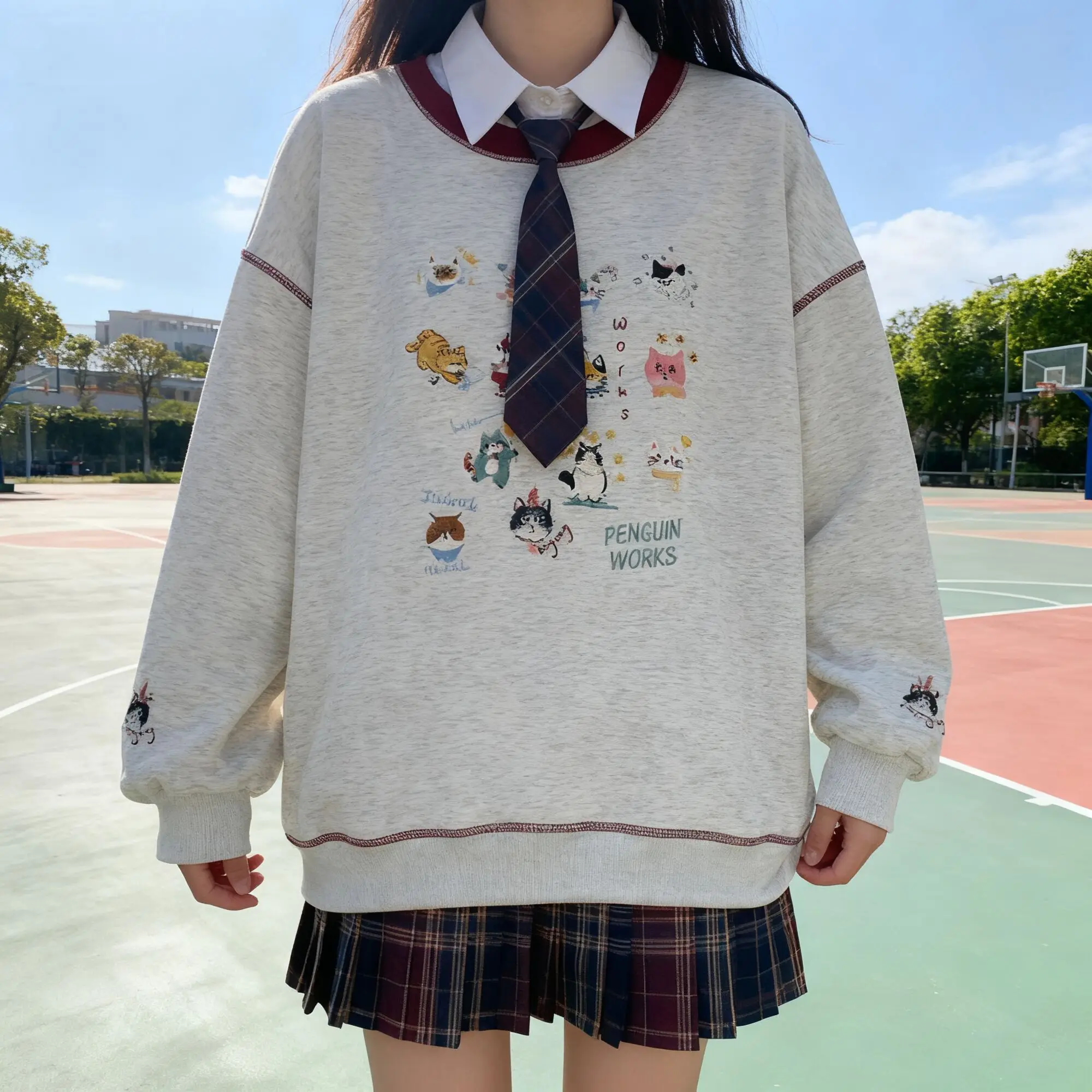American Style Embroidered Sweatshirt Round Neck Drop Sleeve 2026 Early Spring New Cute Cats Pattern Hoodies Teens Pullovers
American Style Embroidered Sweatshirt Round Neck Drop Sleeve 2026 Early Spring New Cute Cats Pattern Hoodies Teens Pullovers