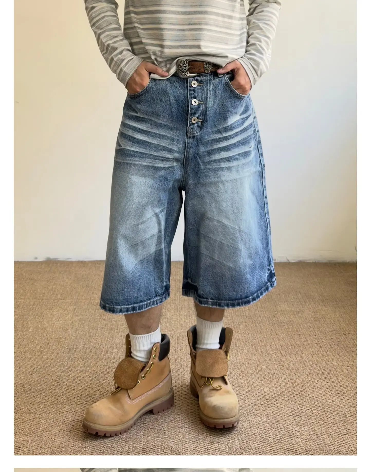 Men's and Women's Seven Quarter Jeans Old Blue Washed Male Jeans Straight Casual Menwear Loose Wide Leg Trousers New Fashion
Men's and Women's Seven Quarter Jeans Old Blue Washed Male Jeans Straight Casual Menwear Loose Wide Leg Trousers New Fashion