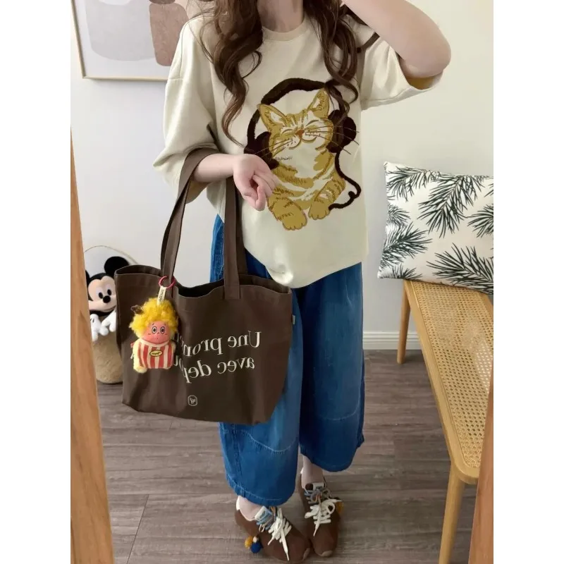 Women's 100% Cotton Japanese Style Cat Print T-shirt Loose Casual Short Sleeve Summer Tops
Women's 100% Cotton Japanese Style Cat Print T-shirt Loose Casual Short Sleeve Summer Tops