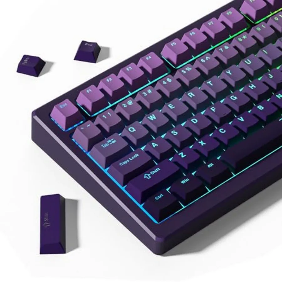 Shine Through PBT Keycaps 60 75 100 Percent Cherry Profile, Custom Key Cap Doubleshot Keycaps Set, Universal Compatiability for