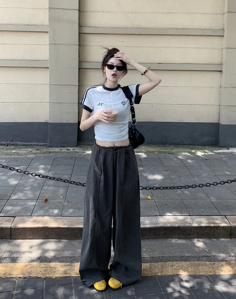 High Waisted Drape Work Suit Straight Tube Casual Pants For Women's Summer Thin Loose And Versatile Wide Leg Pants Floor Long
High Waisted Drape Work Suit Straight Tube Casual Pants For Women's Summer Thin Loose And Versatile Wide Leg Pants Floor Long