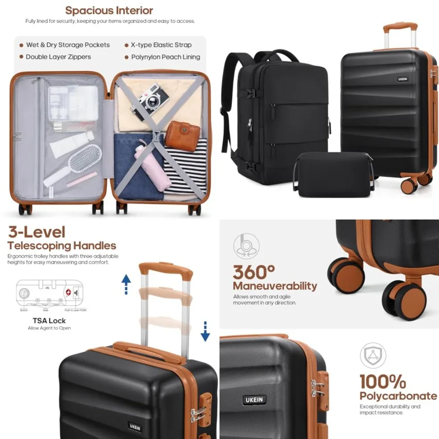 Luggage Set with Backpack, Polycarbate Luggage Airline Approved with Spinner Wheels, Hardshell Travel Suitcase with TSA Lock, S
Luggage Set with Backpack, Polycarbate Luggage Airline Approved with Spinner Wheels, Hardshell Travel Suitcase with TSA Lock, S