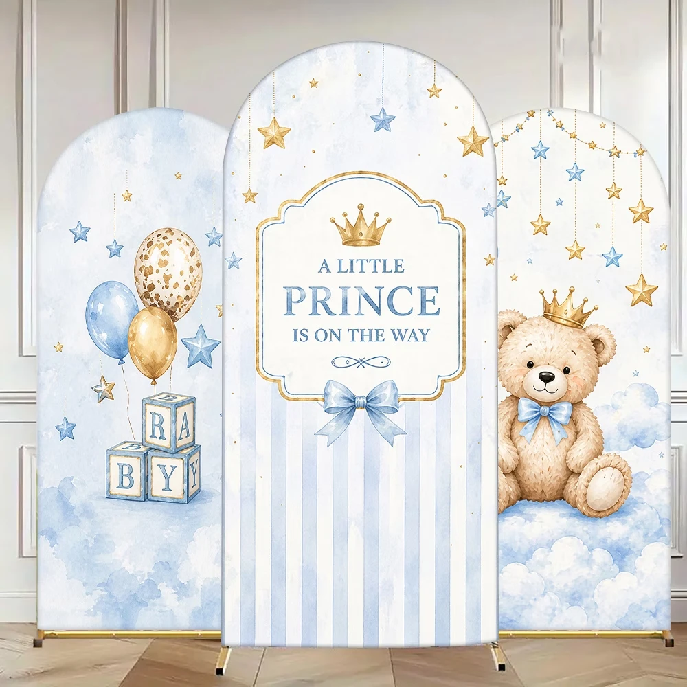 A Little Prince is On The Way Baby Shower Arch Backdrop Cover Bear Boy Prince Custom 2-sided Background Balloon Stripes Decor
A Little Prince is On The Way Baby Shower Arch Backdrop Cover Bear Boy Prince Custom 2-sided Background Balloon Stripes Decor