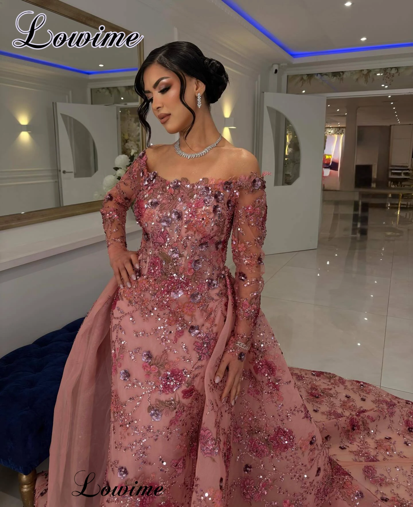 Two Pieces Beaded Evening Dresses With Detachable Train Off Shoulder Celebrity Dresses Party Gowns robes de soirée Customized
Two Pieces Beaded Evening Dresses With Detachable Train Off Shoulder Celebrity Dresses Party Gowns robes de soirée Customized
