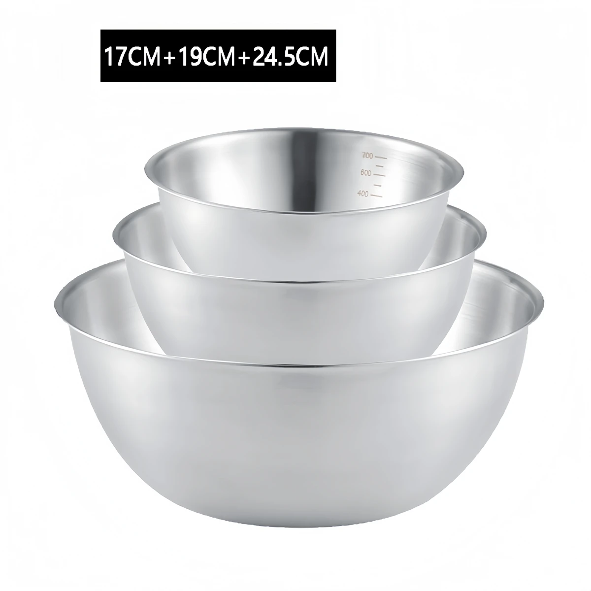Набор мисок для смешивания из нержавеющей стали из 3 предметов со шкалой для приготовления выпечки и подготовки мисок для смешивания 17x7 см; 19,5x7,5 см; 24,5x10,5 см
Набор мисок для смешивания из нержавеющей стали из 3 предметов со шкалой для приготовления выпечки и подготовки мисок для смешивания 17x7 см; 19,5x7,5 см; 24,5x10,5 см