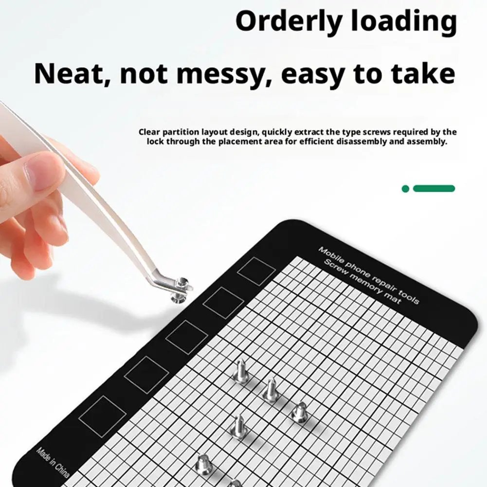 Магнитный винтовой коврик для диаграммы памяти, рабочий коврик для памяти, рабочий коврик для памяти для маленьких маленьких винтов, вмещает инструмент для ремонта мобильных телефонов 145 × 90 мм
Магнитный винтовой коврик для диаграммы памяти, рабочий коврик для памяти, рабочий коврик для памяти для маленьких маленьких винтов, вмещает инструмент для ремонта мобильных телефонов 145 × 90 мм