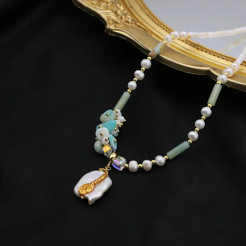 Natural Baroque Freshwater Pearl Necklace Stone Pendant Necklaces for Women Bib Choker Sweater Chain Collar Accessory Gifts
Natural Baroque Freshwater Pearl Necklace Stone Pendant Necklaces for Women Bib Choker Sweater Chain Collar Accessory Gifts