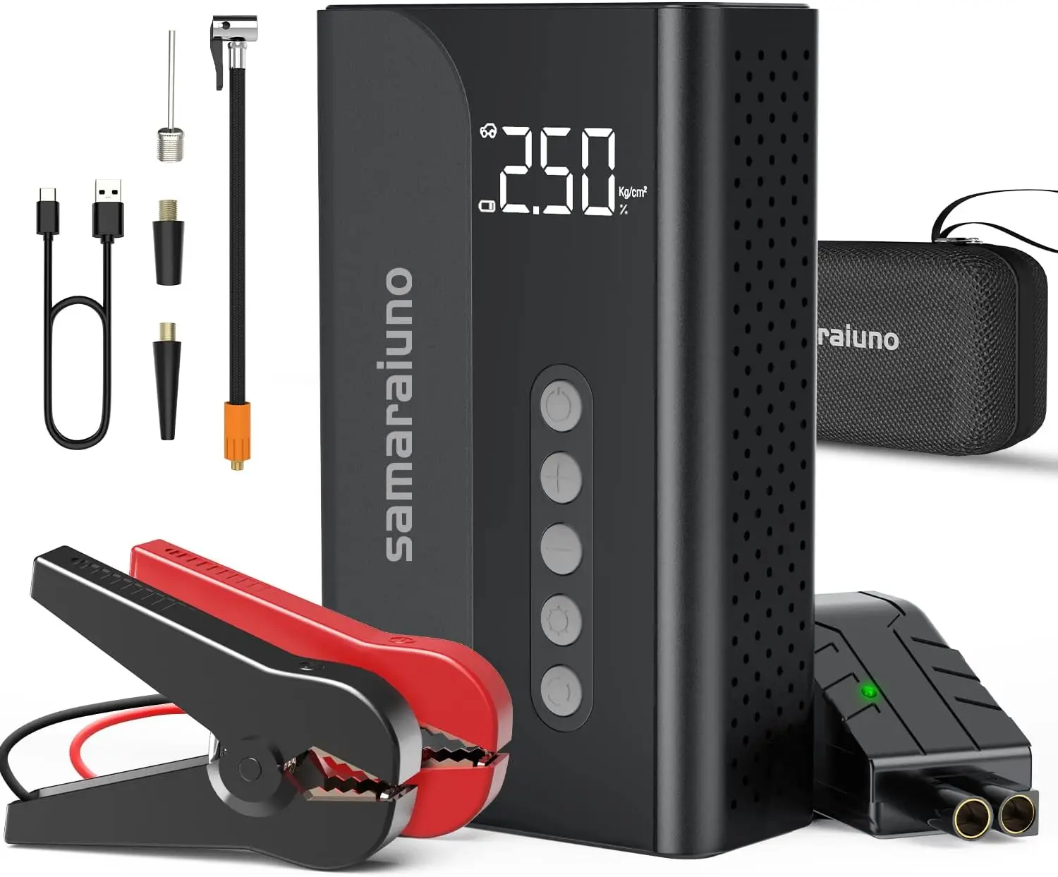 1000A Car Jump Starter with Air Compressor, 150PSI Tire Inflator, 10400mAh Power Bank, USB Quick Charge for 12V Gas/Diesel Vehicles
1000A Car Jump Starter with Air Compressor, 150PSI Tire Inflator, 10400mAh Power Bank, USB Quick Charge for 12V Gas/Diesel Vehicles
