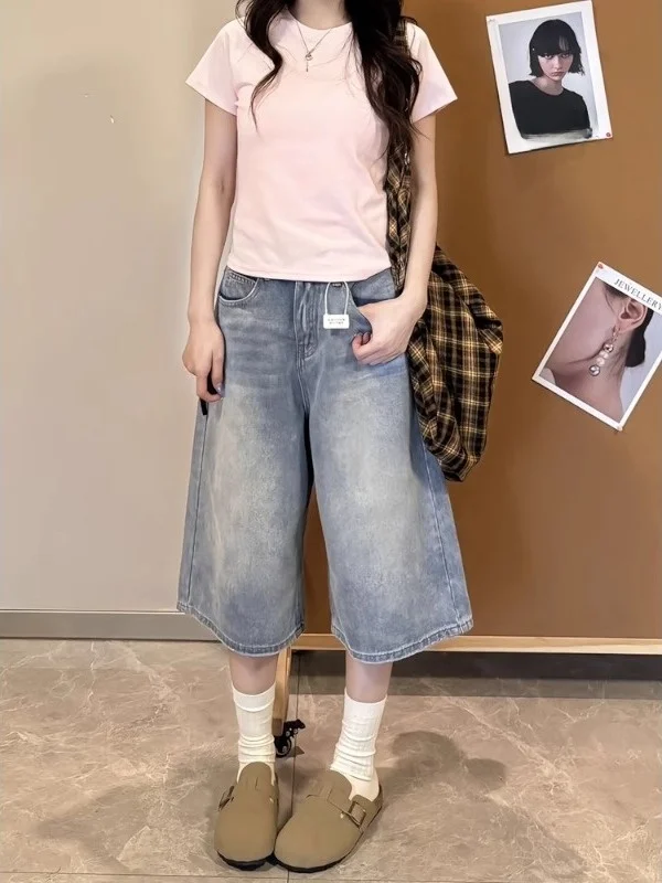 Light Blue High Waist Wide Leg Denim orts Women's Summer New Sle Loose Slimming Seven-Foot Straight Tube Mid-Pants
Light Blue High Waist Wide Leg Denim orts Women's Summer New Sle Loose Slimming Seven-Foot Straight Tube Mid-Pants