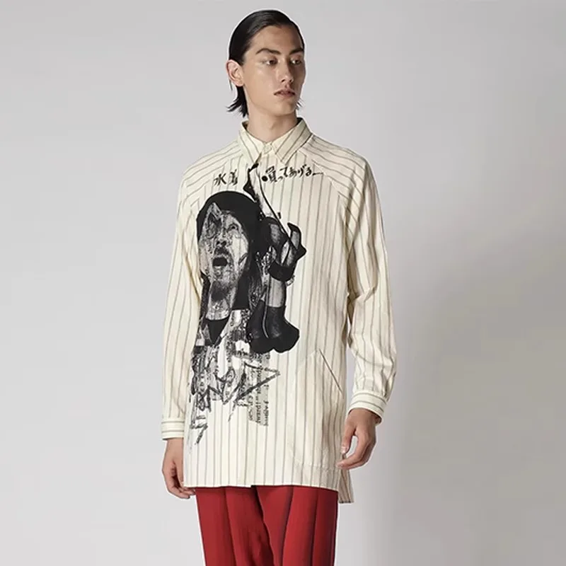 YOJI OOAK original dark design asymmetrical front printed vertical stripe men's shirt single-breasted top
YOJI OOAK original dark design asymmetrical front printed vertical stripe men's shirt single-breasted top
