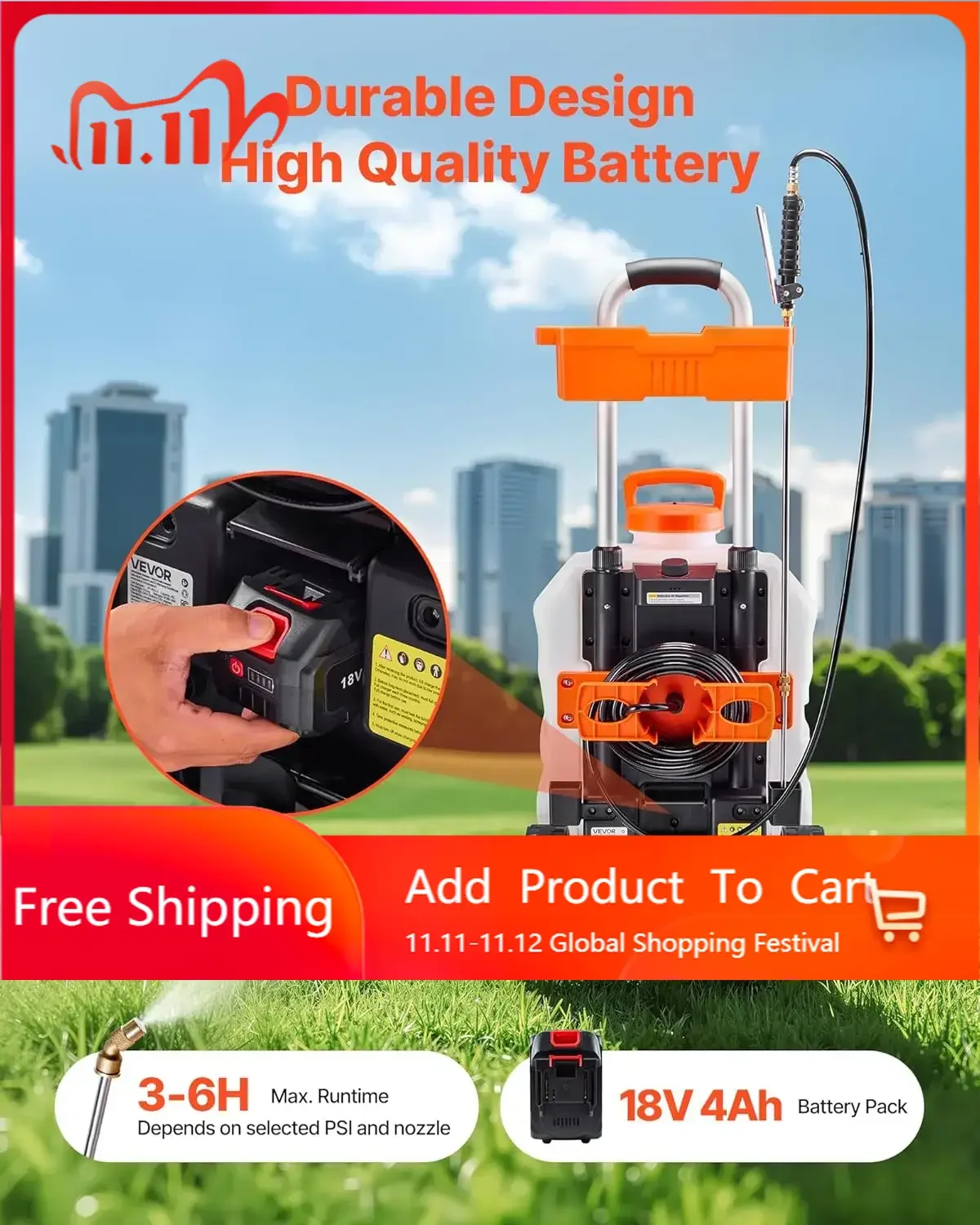 Hot sales Battery-Powered Sprayer with Wheeled Cart, 10 Gallons Electric Weed Sprayer, Adjustable 0-80 PSI, Yard Lawn Sprayers w
Hot sales Battery-Powered Sprayer with Wheeled Cart, 10 Gallons Electric Weed Sprayer, Adjustable 0-80 PSI, Yard Lawn Sprayers w