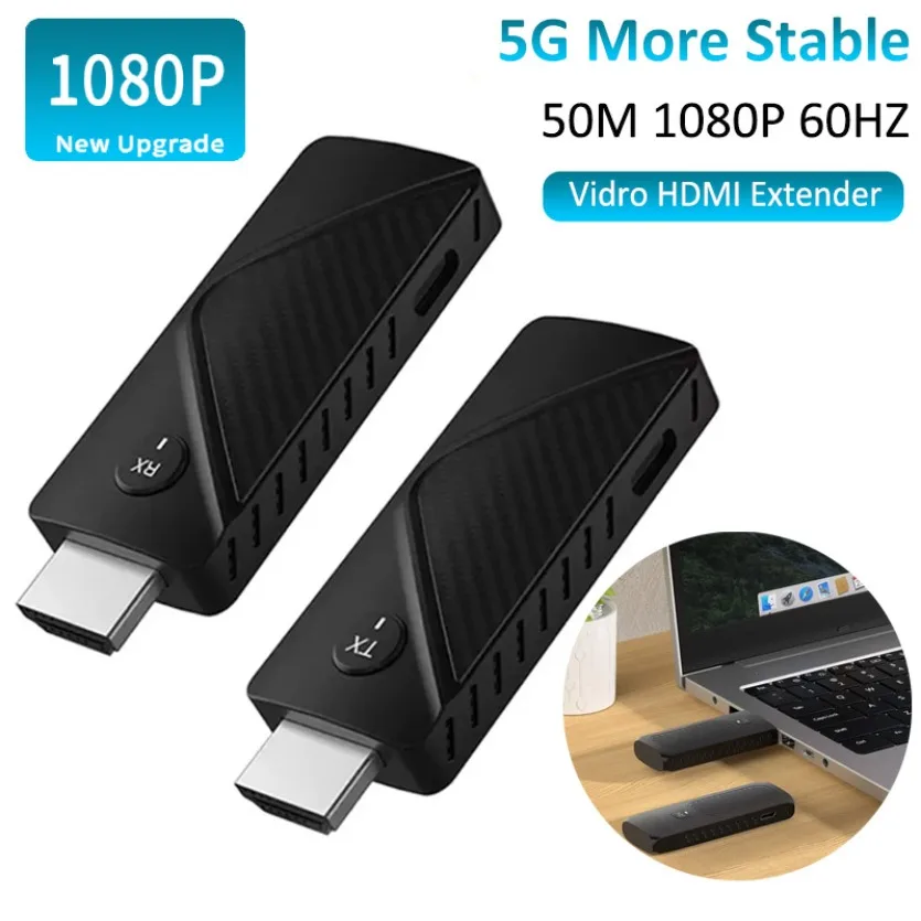 50M Wireless HDMI-Compatible Transmission Video Transmitter Receiver Extender Display Adapter Cable Screen Mirror for Camera