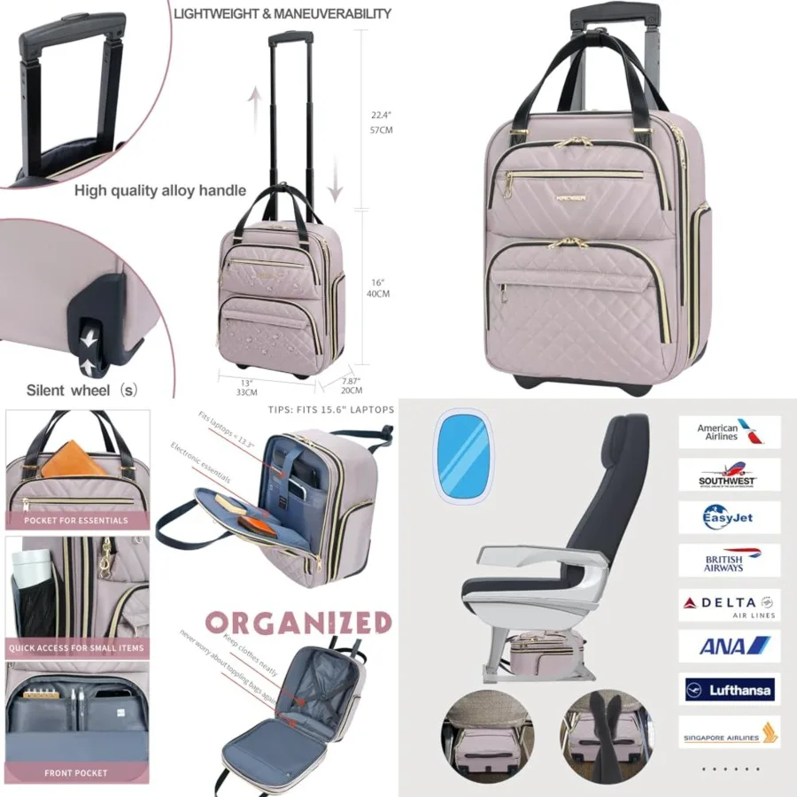 Carry On Underseat Multi-functional, 16-inch Underseater Lightweight Overnight Suitcase for Women
Carry On Underseat Multi-functional, 16-inch Underseater Lightweight Overnight Suitcase for Women