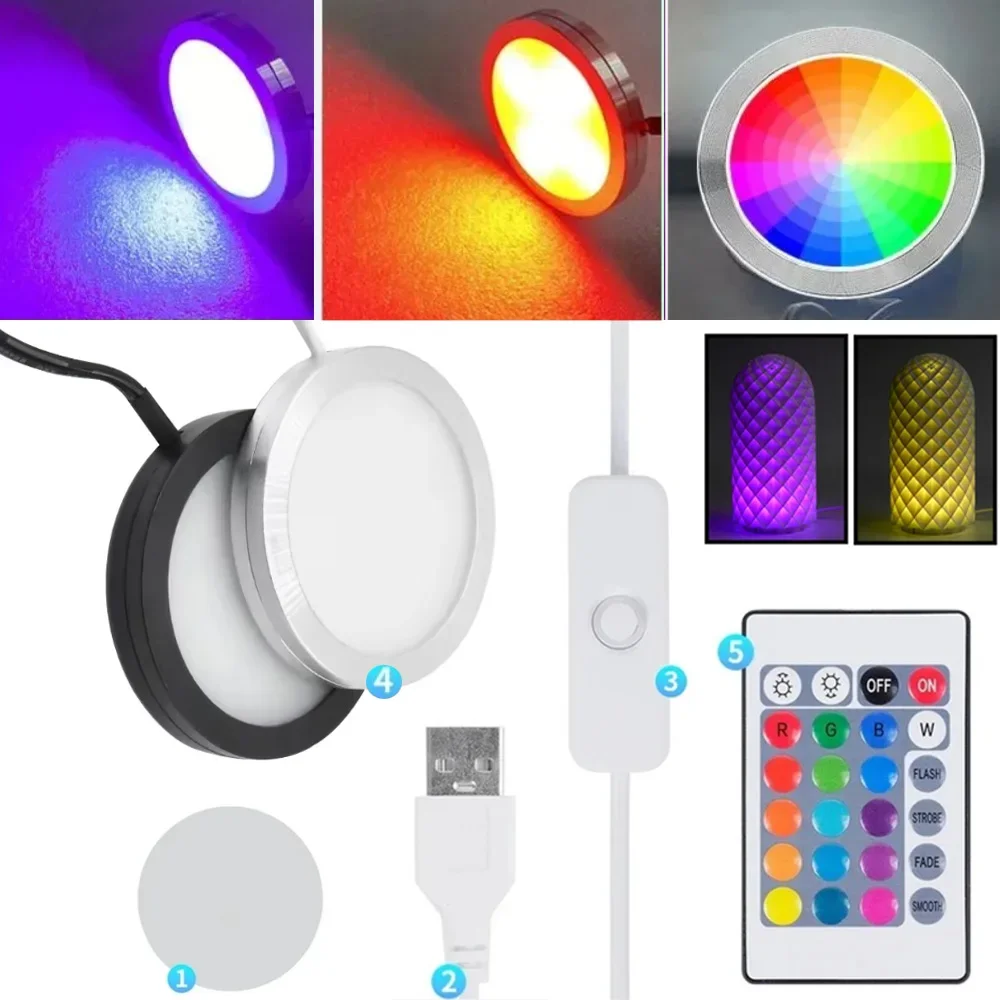 Ultra Thin 8mm USB 5V RGB Spotlight 3W Surface Installation Remote Controller LED Simple Ceiling Light Kitchen Cabinet Light DIY
Ultra Thin 8mm USB 5V RGB Spotlight 3W Surface Installation Remote Controller LED Simple Ceiling Light Kitchen Cabinet Light DIY