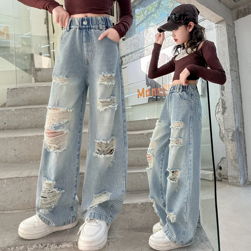 Young Girls Jeans Teen Girls Denim Teenage Vintage Trousers With Hole Toddler Girl Casual Denim Kids Softy Trousers Age 4-14Y
Young Girls Jeans Teen Girls Denim Teenage Vintage Trousers With Hole Toddler Girl Casual Denim Kids Softy Trousers Age 4-14Y
