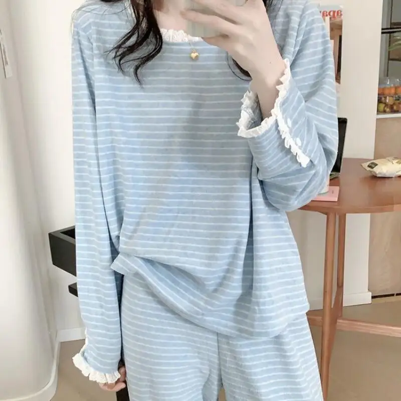 Новинка: Комплект пижамы для девочек с круглым вырезом и кружевной отделкой, свободный крой, милый дизайн, с длинными рукавами, для отдыха, весна-осень
Новинка: Комплект пижамы для девочек с круглым вырезом и кружевной отделкой, свободный крой, милый дизайн, с длинными рукавами, для отдыха, весна-осень