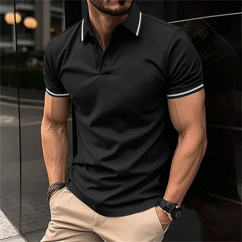 Summer Simplicity Harajuku Solid Color Polo T Shirt For Men Fashion Lapel Short Sleeve Shirts Tees Casual Comfortable Loose Tops
Summer Simplicity Harajuku Solid Color Polo T Shirt For Men Fashion Lapel Short Sleeve Shirts Tees Casual Comfortable Loose Tops