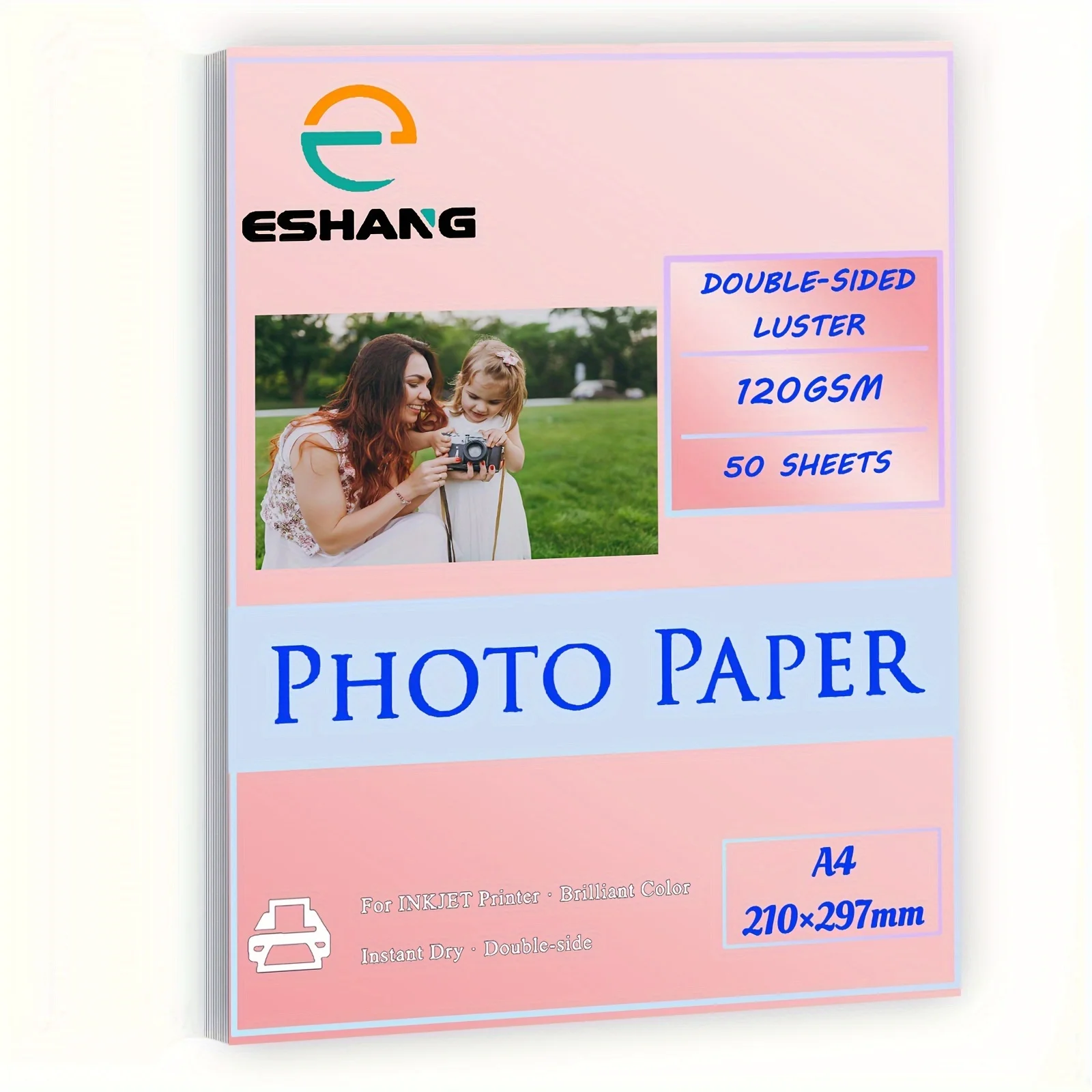 ESHANG Size A4 50 Sheets 120G Double Sided Photo Paper High Glossy Photographic Paper Compatible with Inkjet Printe
ESHANG Size A4 50 Sheets 120G Double Sided Photo Paper High Glossy Photographic Paper Compatible with Inkjet Printe