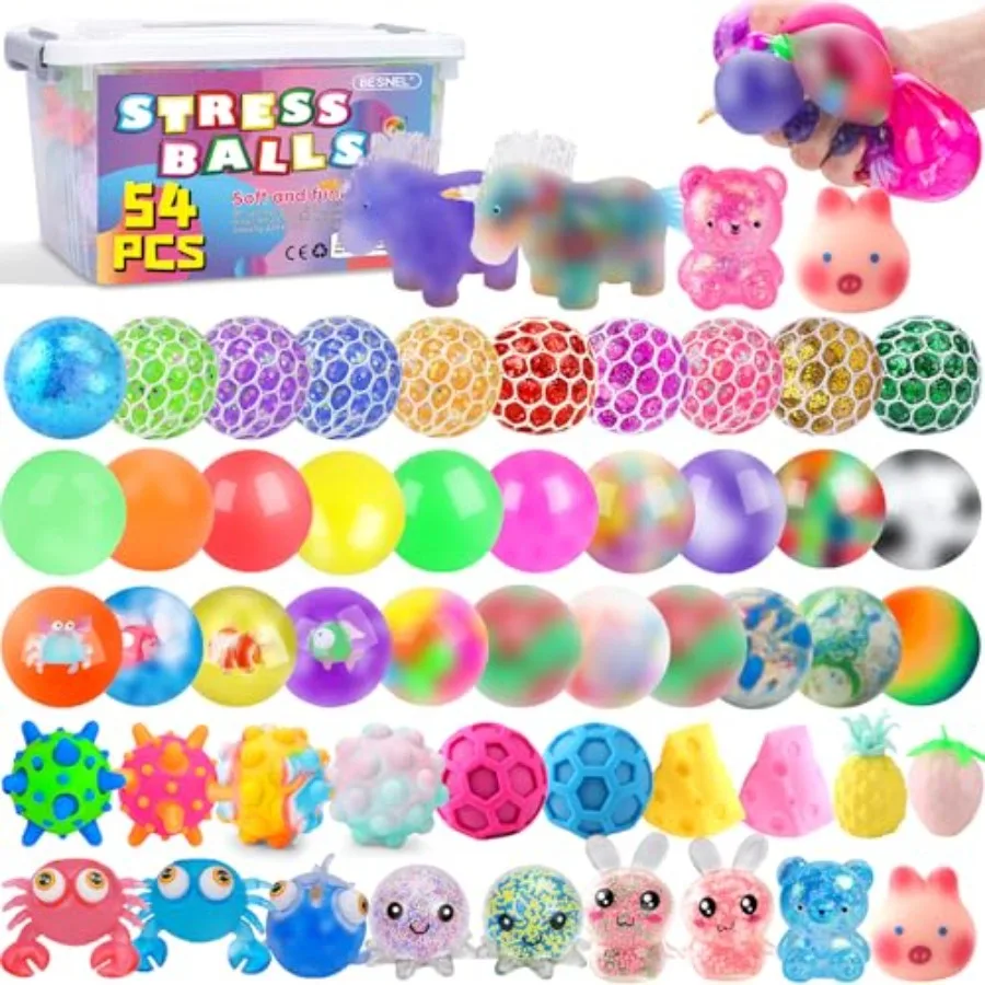54 Pack Stress Balls for Office Use, Soft TPR Material, Assorted Colors, Ultra-Squishy Texture for Anxiety Relief and Focus Enh
54 Pack Stress Balls for Office Use, Soft TPR Material, Assorted Colors, Ultra-Squishy Texture for Anxiety Relief and Focus Enh
