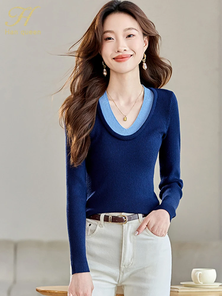 H Han Queen 2024 Autumn Winner Females Clothing Colorblocking Korean Fashion Chic Knitwear Long Sleeve Pullovers Sweater Womens
H Han Queen 2024 Autumn Winner Females Clothing Colorblocking Korean Fashion Chic Knitwear Long Sleeve Pullovers Sweater Womens