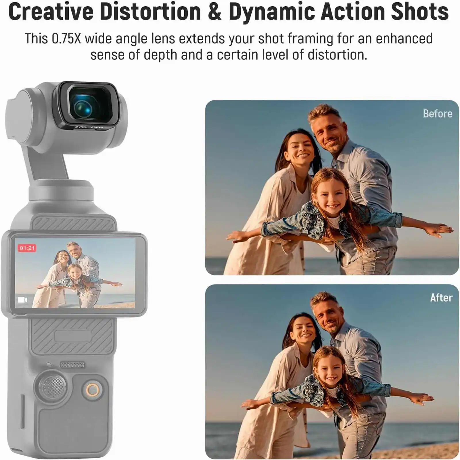 NEEWER 0.75X Wide Angle Macro Lens for DJI Osmo Pocket 3 Creator Combo Accessories, 108 FOV Magnetic Action Camera Lens
NEEWER 0.75X Wide Angle Macro Lens for DJI Osmo Pocket 3 Creator Combo Accessories, 108 FOV Magnetic Action Camera Lens