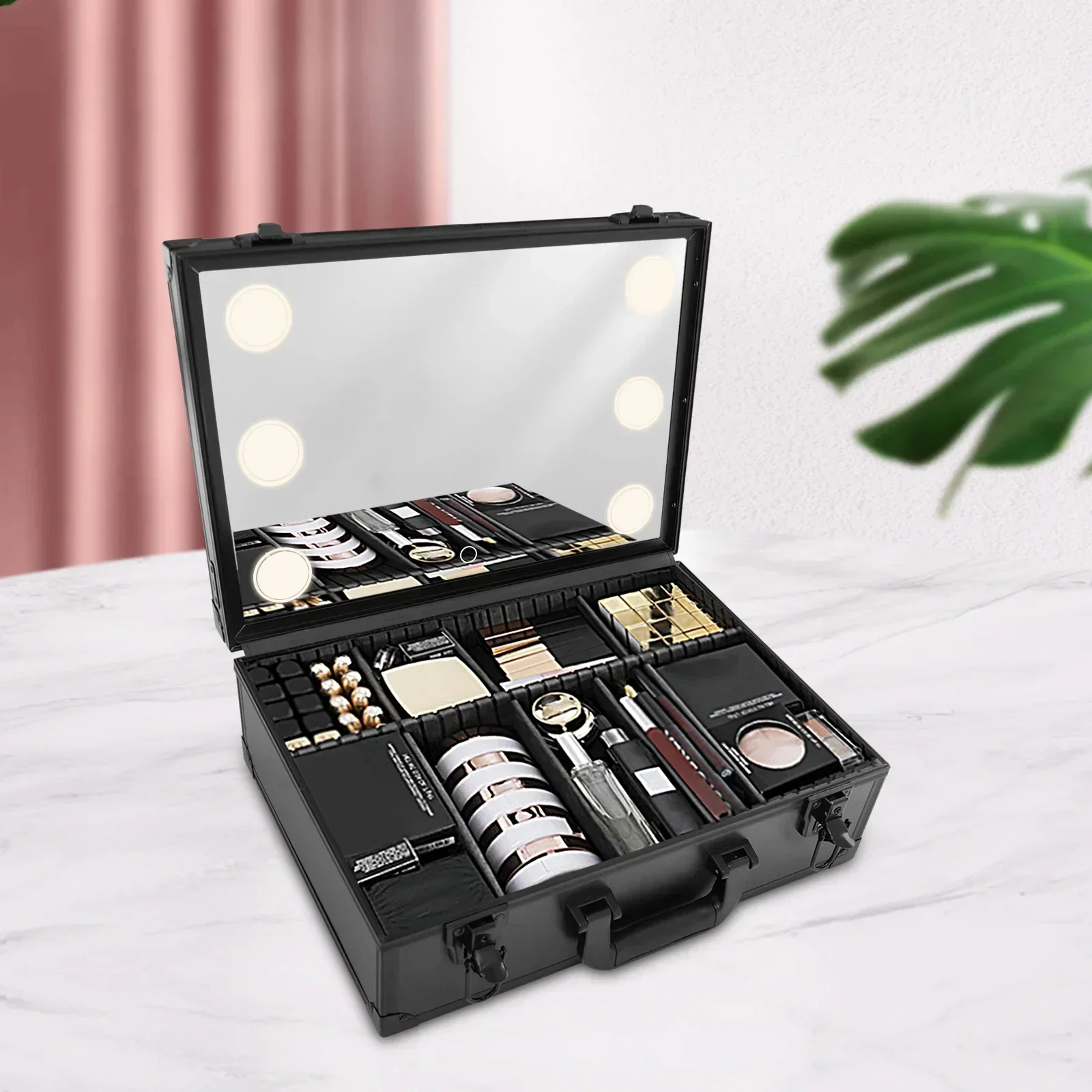 Makeup Train Case - Cosmetic Organizer Box Makeup Case with Lights and Mirror / Makeup Case with Customized Dividers
Makeup Train Case - Cosmetic Organizer Box Makeup Case with Lights and Mirror / Makeup Case with Customized Dividers
