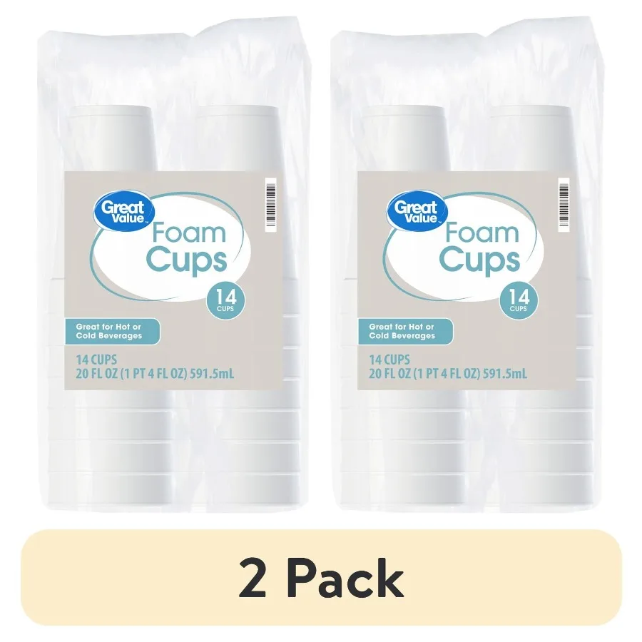 2 pack Foam Cups Party Insulated Disposable Foam Cups 20 fl oz Plain White 14 Count (1 Pack)
2 pack Foam Cups Party Insulated Disposable Foam Cups 20 fl oz Plain White 14 Count (1 Pack)