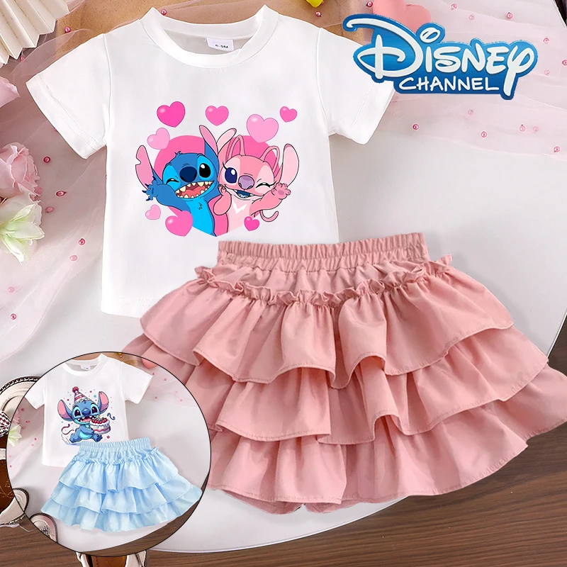 Disney Stitch Kid Sweet T-shirt Skirt Set Cute Cartoon Fashion Dress Short Sleeved Shirt Suit Girl Summer Stich Skirts Sets Gift
Disney Stitch Kid Sweet T-shirt Skirt Set Cute Cartoon Fashion Dress Short Sleeved Shirt Suit Girl Summer Stich Skirts Sets Gift