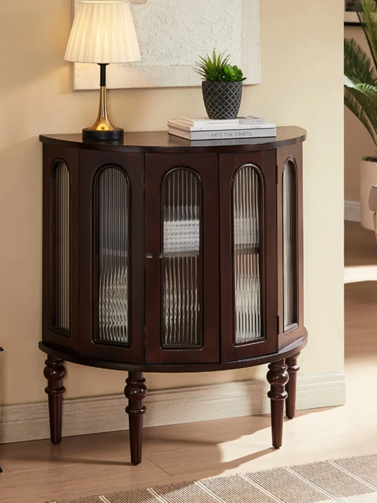 American retro dining side cabinet full solid wood living room glass display decorative locker
American retro dining side cabinet full solid wood living room glass display decorative locker