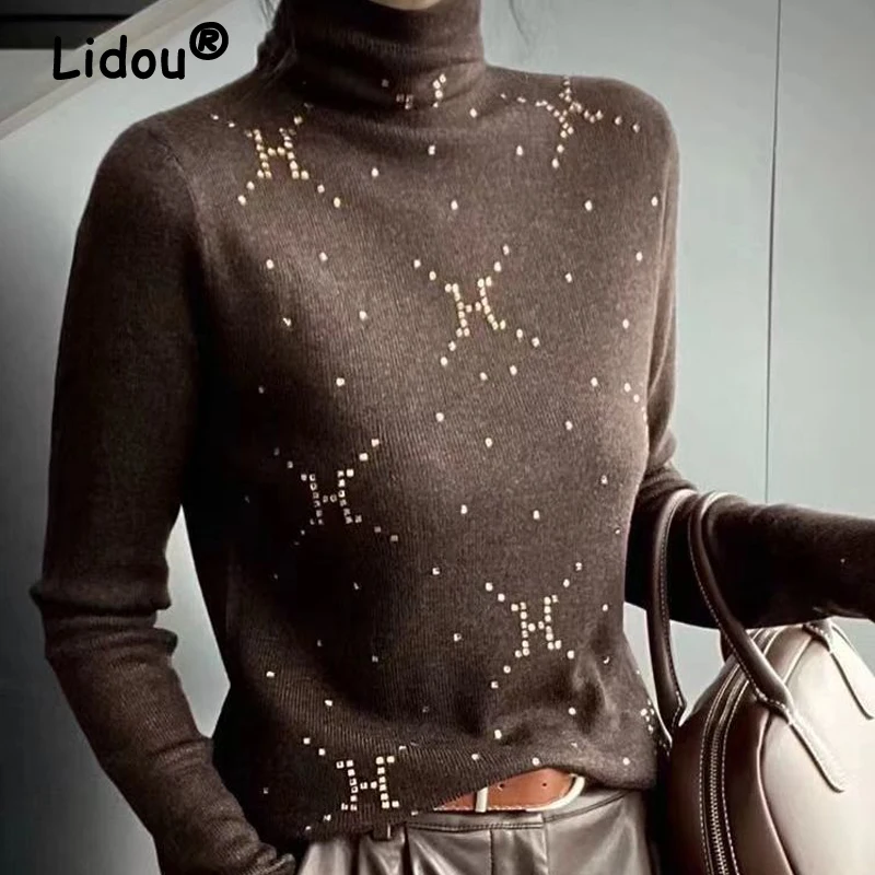 Women Korean Fashion Rhinestone High Collar Warm Basic Knitted T-shirt Autumn Winter Elegant Chic Long Sleeve Slim Pullover Tops
Women Korean Fashion Rhinestone High Collar Warm Basic Knitted T-shirt Autumn Winter Elegant Chic Long Sleeve Slim Pullover Tops