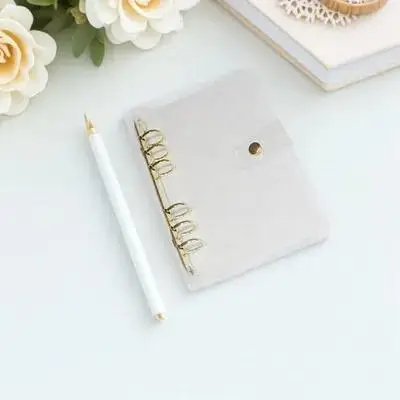 A6 Glitter Binder Cover Stainless Steel PVC Material 6 Ring Metal Button Binder for Business School Home Travel Notebook Planner
A6 Glitter Binder Cover Stainless Steel PVC Material 6 Ring Metal Button Binder for Business School Home Travel Notebook Planner
