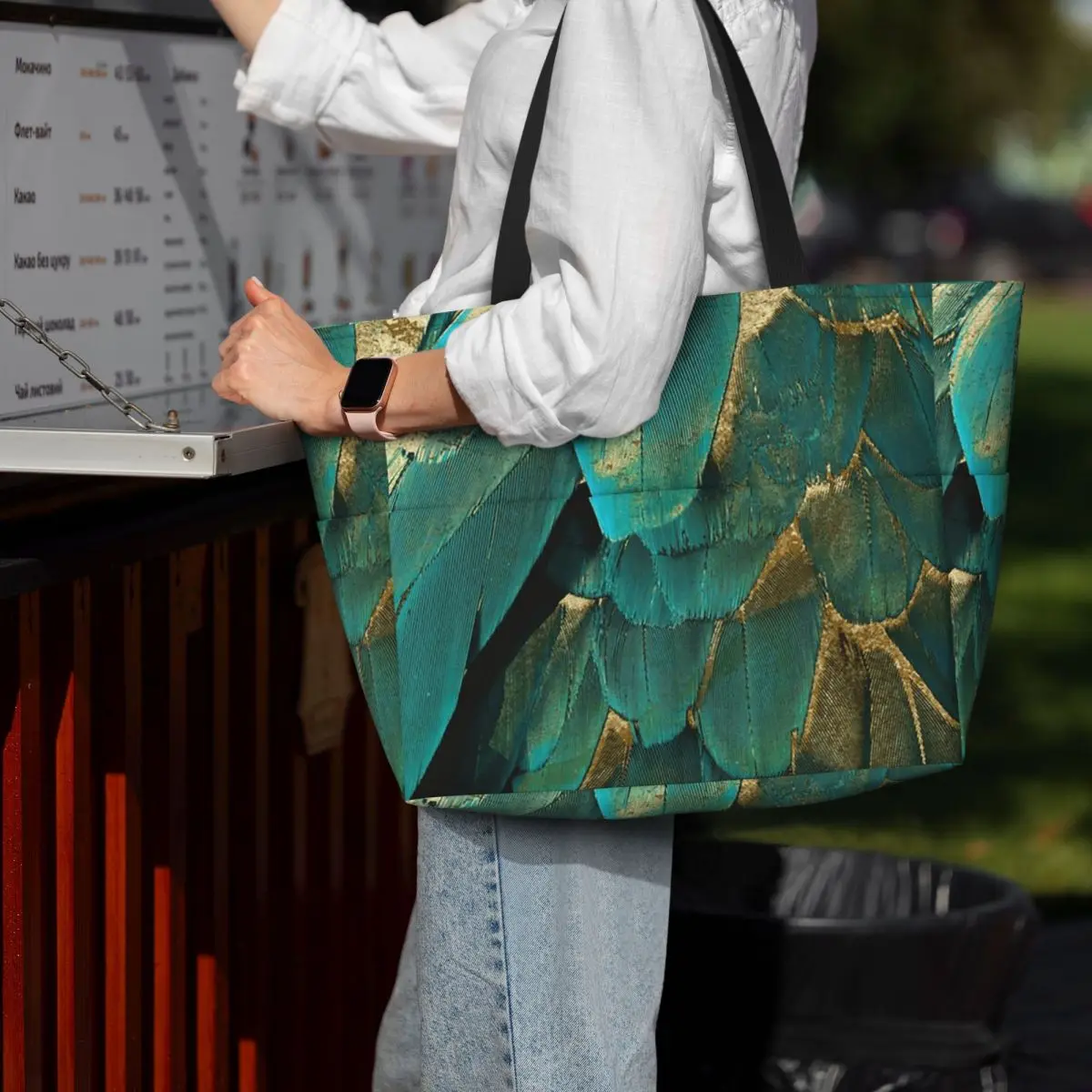 Feather Glitter Teal And Gold Beach Tote Bag Sport Gym Yoga Duffle Large Tote Bag Women Travel Bag Fitness bag
Feather Glitter Teal And Gold Beach Tote Bag Sport Gym Yoga Duffle Large Tote Bag Women Travel Bag Fitness bag
