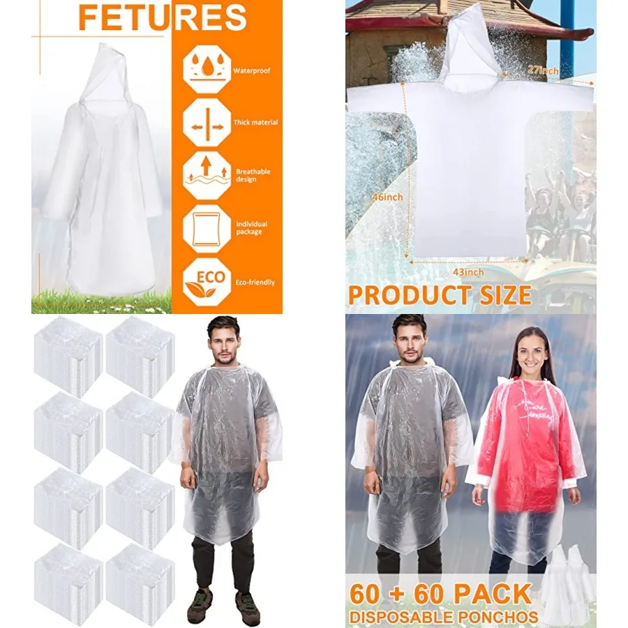 120 Pack Disposable Rain Poncho for Adult Family Bulk Wedding Homeless Gift Emergency Travel Hooded Outdoor Raincoat
120 Pack Disposable Rain Poncho for Adult Family Bulk Wedding Homeless Gift Emergency Travel Hooded Outdoor Raincoat