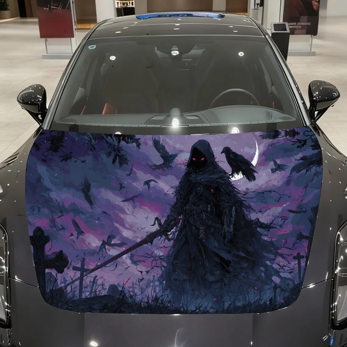 Purple Graveyard Hooded Figure Car Vinyl Wrap, PVC Material Waterproof Car Hood Sticker, Self-Adhesive Scratch-Resistant Sticker
Purple Graveyard Hooded Figure Car Vinyl Wrap, PVC Material Waterproof Car Hood Sticker, Self-Adhesive Scratch-Resistant Sticker