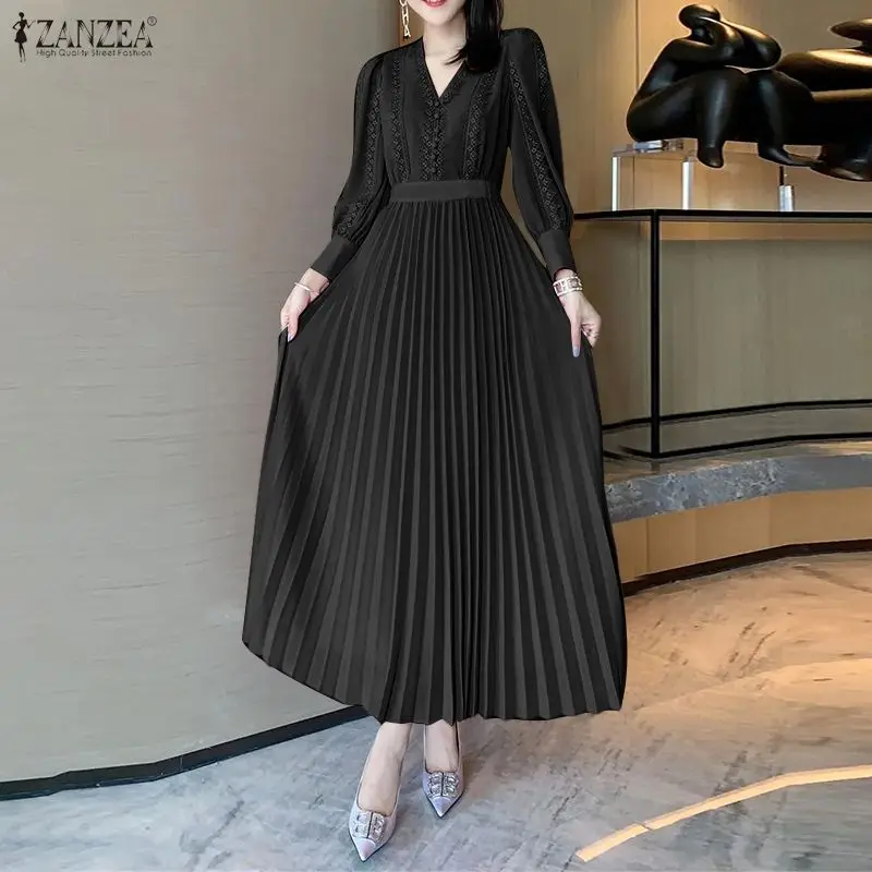 ZANZEA Long Maxi Dress Women Summer Autumn Lace Patchwork V Neck OL Work Party Pleated Dresses 3XL Long Sleeve Vestidos Oversize
ZANZEA Long Maxi Dress Women Summer Autumn Lace Patchwork V Neck OL Work Party Pleated Dresses 3XL Long Sleeve Vestidos Oversize