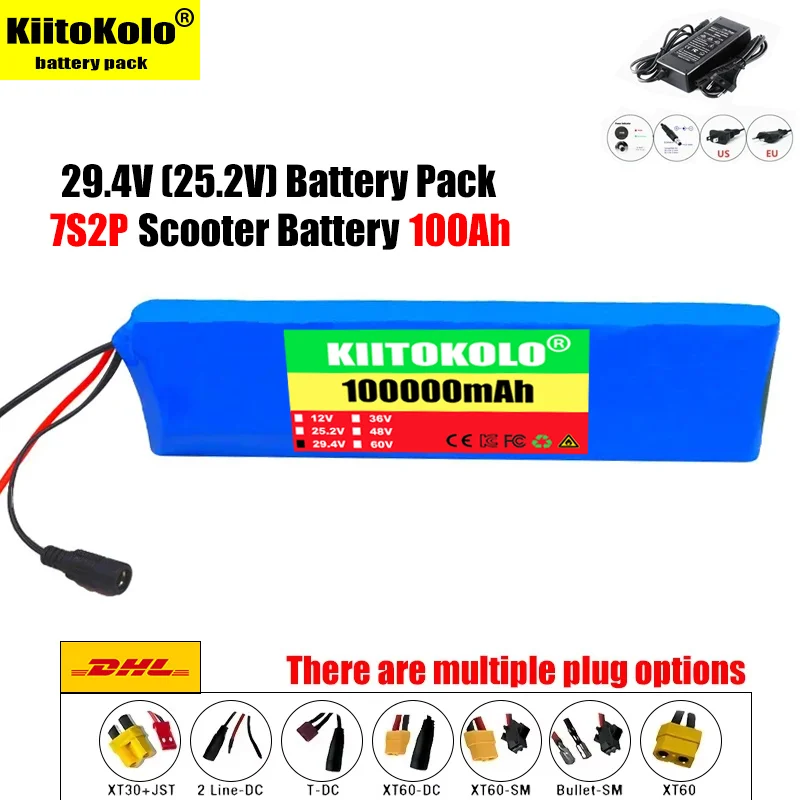 New 18650 7S2P 100Ah Li-ion Rechargeable Battery Pack 25.2V Suitable for Battery Replacement of 29.4V Electric Scootersmultiple
New 18650 7S2P 100Ah Li-ion Rechargeable Battery Pack 25.2V Suitable for Battery Replacement of 29.4V Electric Scootersmultiple