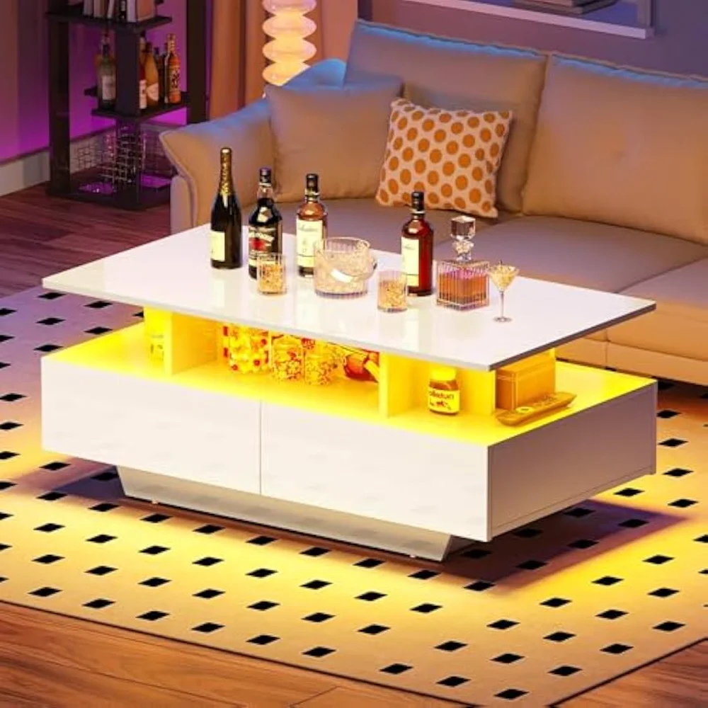 LED Coffee Table with Storage 4 Drawers, Modern High Glossy Coffee Tables for Living Room, White Rectangle Coffee
LED Coffee Table with Storage 4 Drawers, Modern High Glossy Coffee Tables for Living Room, White Rectangle Coffee