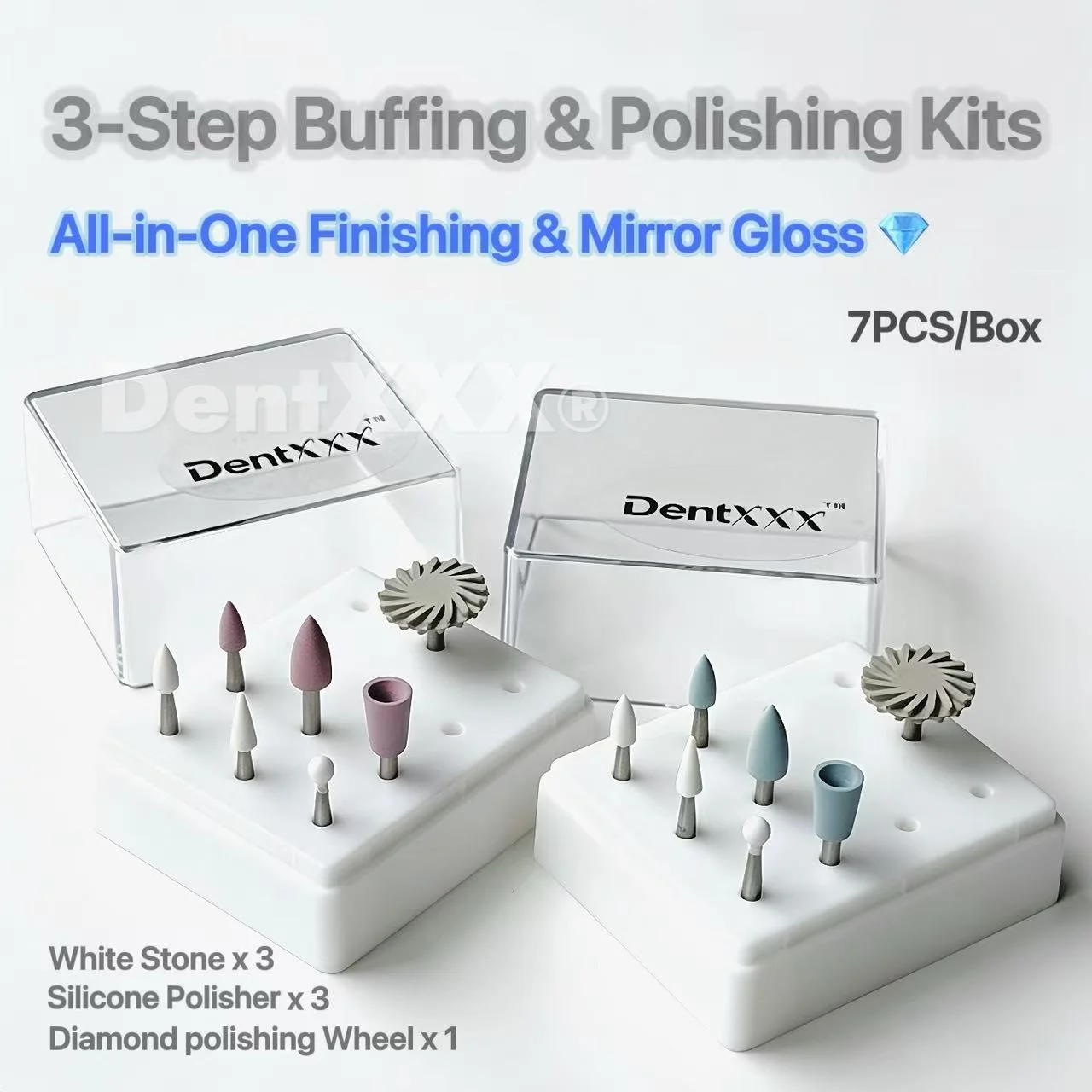 7PCS/BOX Medium/Coarse & Fine Finishing & Polishing Head Polishing Wheel Kit 2.35mm for Surface Smoothing & Mirror Gloss
7PCS/BOX Medium/Coarse & Fine Finishing & Polishing Head Polishing Wheel Kit 2.35mm for Surface Smoothing & Mirror Gloss