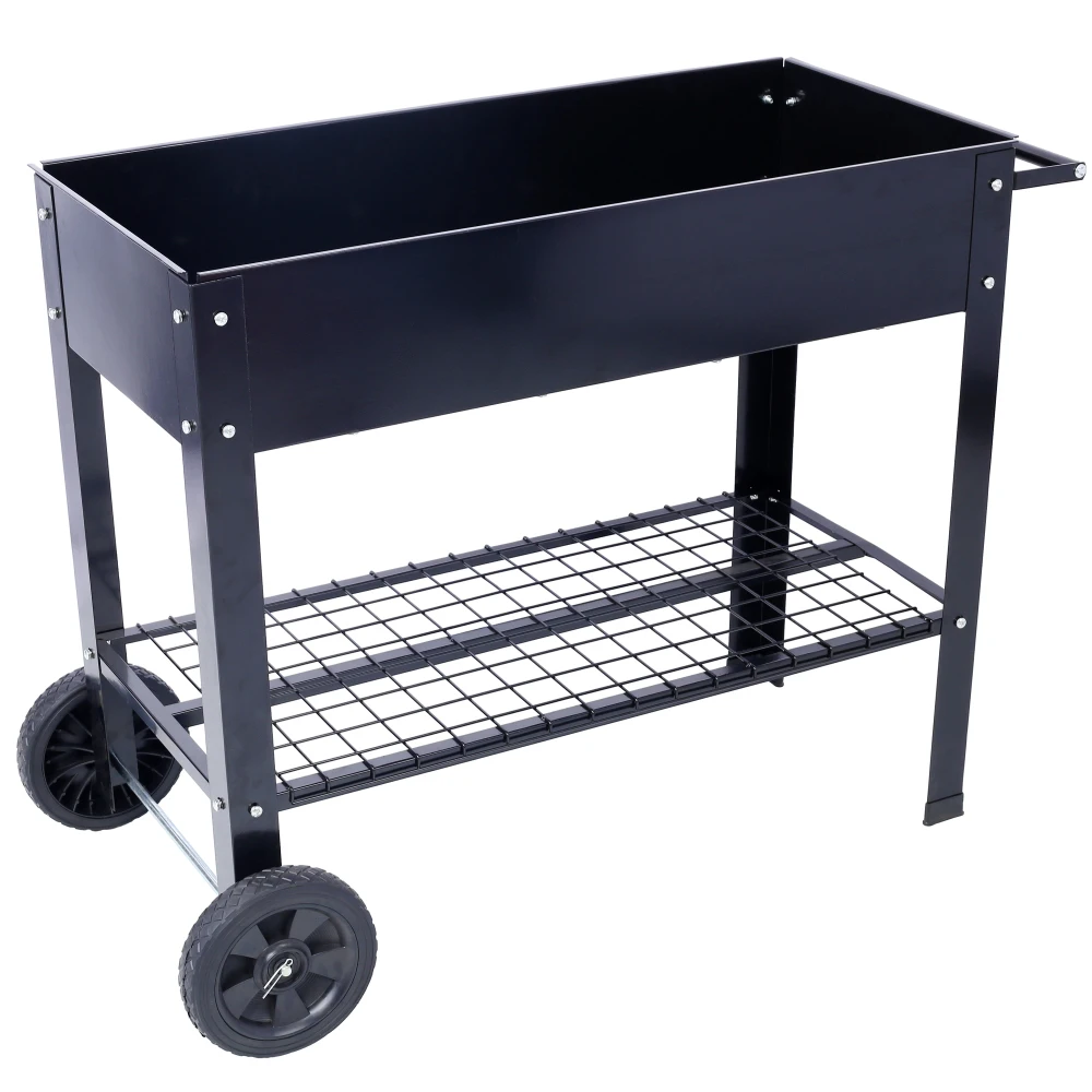 Products Elevated Mobile Raised Ergonomic Metal Planter Garden Bed for Backyard, Patio w/Wheels, Lower Shelf, black
Products Elevated Mobile Raised Ergonomic Metal Planter Garden Bed for Backyard, Patio w/Wheels, Lower Shelf, black