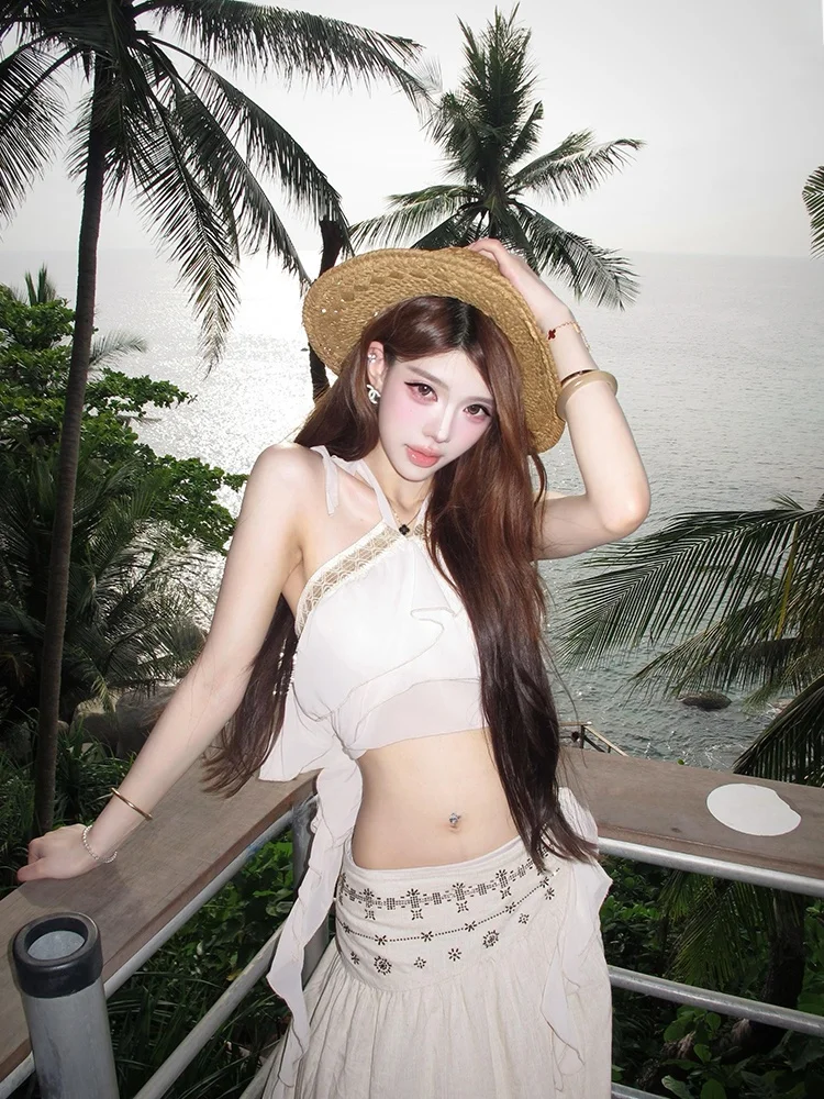 Beach Vacation Style Women's Summer Sexy Lace Trim White Off-Shoulder Top with Long Skirt Two-Piece Set Style Casual Wear
Beach Vacation Style Women's Summer Sexy Lace Trim White Off-Shoulder Top with Long Skirt Two-Piece Set Style Casual Wear