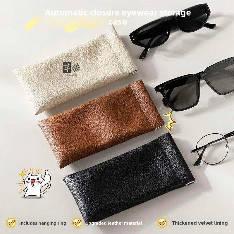 Portable Sunglasses Storage Case with Lens Cloth Automatic Closure Leather Eyeglass Organizer Bag for Easy Carry And Storage
Portable Sunglasses Storage Case with Lens Cloth Automatic Closure Leather Eyeglass Organizer Bag for Easy Carry And Storage