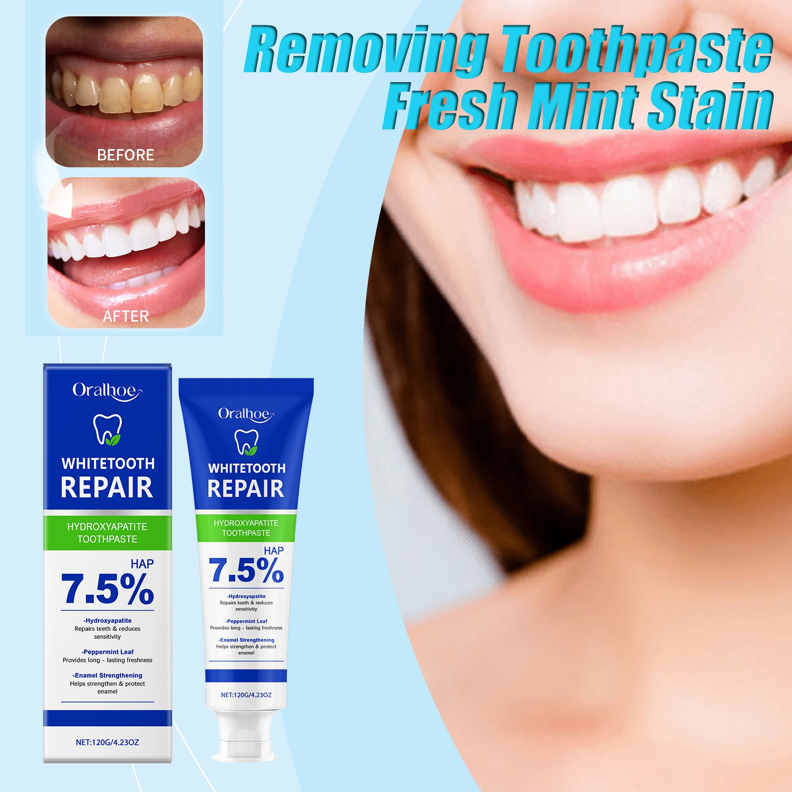 Gentle Mint removal Toothpaste Intensives Stain Removal Tooth Paste Removing Yellow Teeth Cleaning Tooth Stain Fresh Oral Care
Gentle Mint removal Toothpaste Intensives Stain Removal Tooth Paste Removing Yellow Teeth Cleaning Tooth Stain Fresh Oral Care