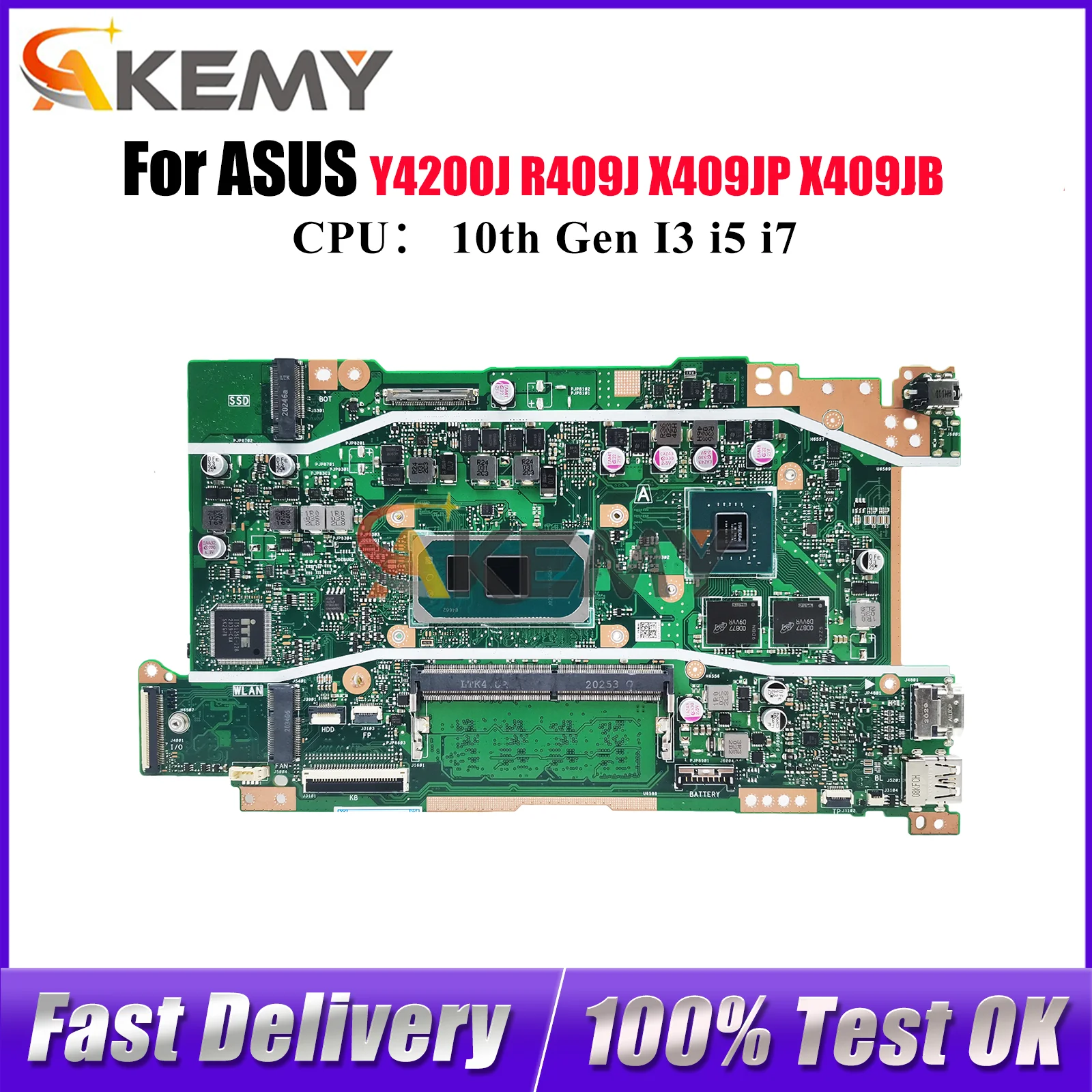 X409JP Laptop Motherboard For ASUS Y4200J P1510CJA R409J A509J F509J F409J A409J X409JP X409J X409JB Mainboard 10th Gen I3 i5 i7
X409JP Laptop Motherboard For ASUS Y4200J P1510CJA R409J A509J F509J F409J A409J X409JP X409J X409JB Mainboard 10th Gen I3 i5 i7
