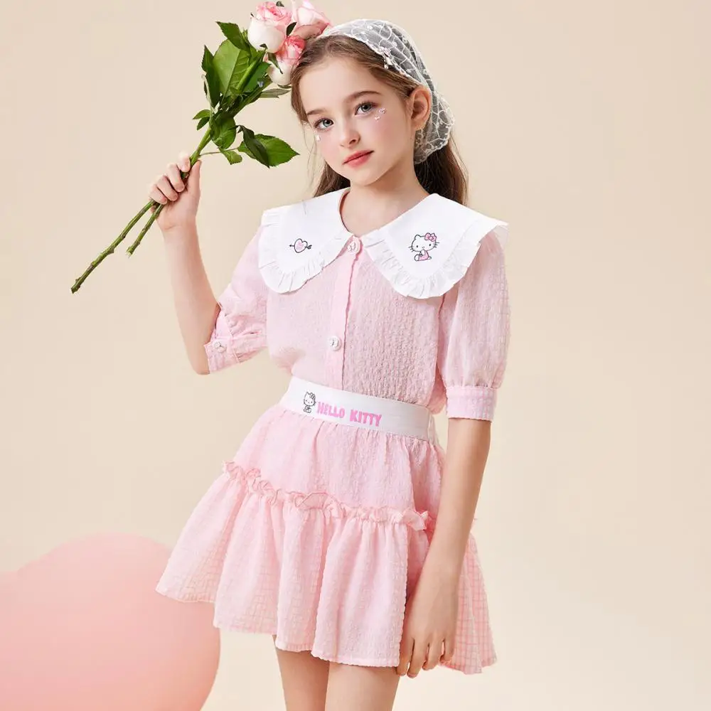 Sanrio Hello Kitty комплект с короткими рукавами, летнее детское милое платье, милая футболка, короткая юбка, топы с героями мультфильмов, юбка, подарки для детей от 3 до 14 лет
Sanrio Hello Kitty комплект с короткими рукавами, летнее детское милое платье, милая футболка, короткая юбка, топы с героями мультфильмов, юбка, подарки для детей от 3 до 14 лет