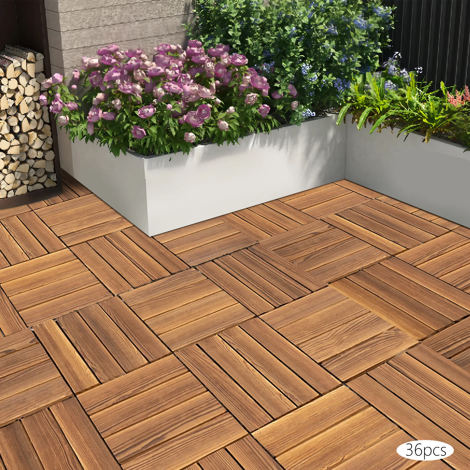 36Pcs 12''x12'' Hardwood Interlocking Patio Deck Tiles Wood Flooring DIY Outdoor
36Pcs 12''x12'' Hardwood Interlocking Patio Deck Tiles Wood Flooring DIY Outdoor