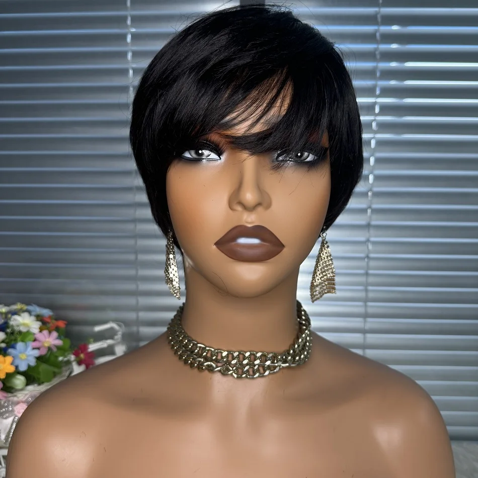 Short Pixie Cut Bob Wigs Human Hair Wig With Bangs for Women Straight Full Machine Made Wigs Glueless 100% Human Hair Curl Wig
Short Pixie Cut Bob Wigs Human Hair Wig With Bangs for Women Straight Full Machine Made Wigs Glueless 100% Human Hair Curl Wig